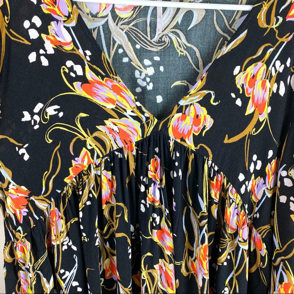 Free People Bella Floral Print Tunic Black Onyx L - Picture 5 of 10